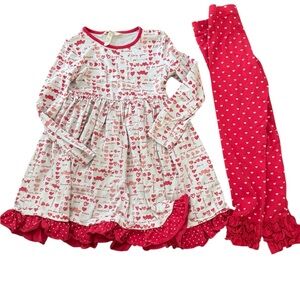 Matilda Jane Red and White Heart Dress and Pants, Size 8, Love, Valentines